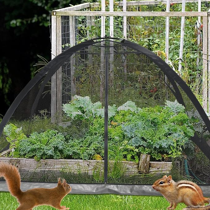 Pond Cover Net - Heavy Duty Nylon Dome Mesh with Zippers - 12x9FT Protector for Garden Pond Koi Fish and Plants - Birds & Leaves Animals Barrier