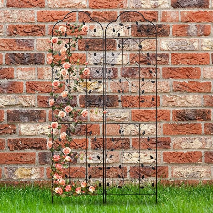 hogardeck 4 Packs 84 * 19 inch Metal Garden Trellis for Climbing Plants Outdoor,Heavy Duty,Black Coating Rustproof Trellis for Rose, Vegetable, Flowers, Expandable,Perfect for Training Climbing Plants