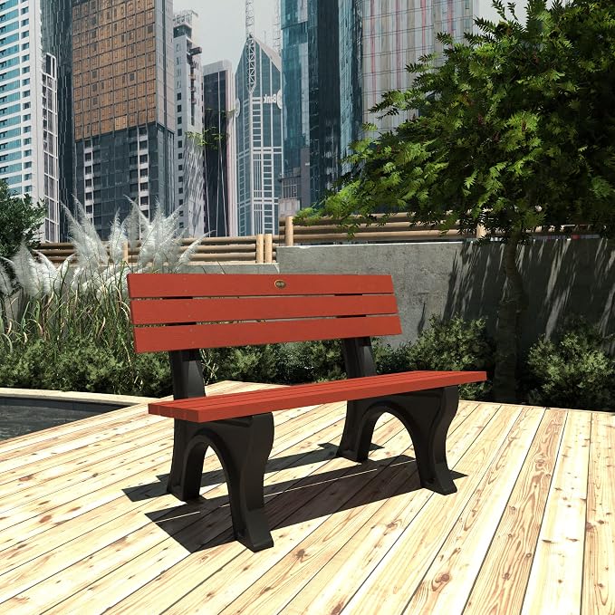 Sequoia Professional Aurora 4 ft Park Bench, Rustic Red