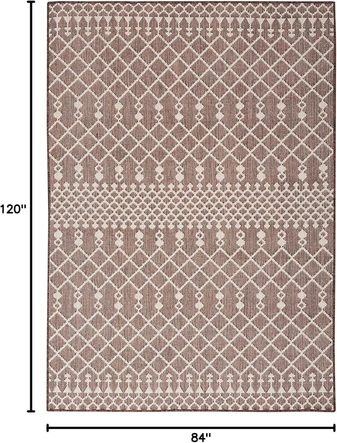 Nourison Home Positano Natural 7' x 10' Area Rug - Easy Clean, Non Shedding, Bed Room, Living Room, Dining Room, Kitchen (7' x 10')
