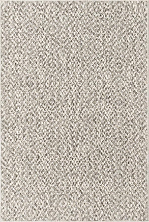 Unique Loom Outdoor Collection Area Rug - Costa Rica (4' x 6' Rectangle, Light Gray/ Ivory)