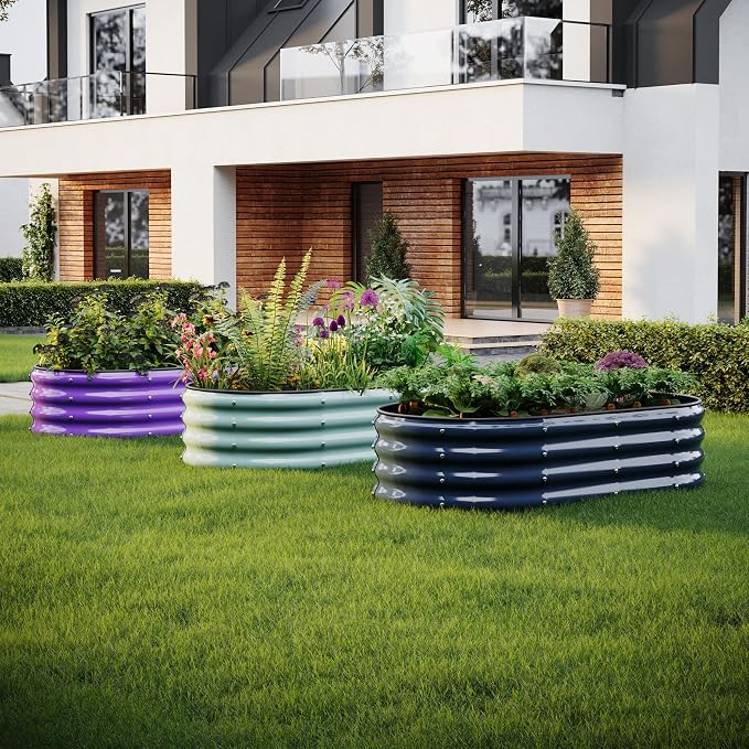 ZFHgarden Raised Garden Beds Outdoor Galvanized Planter Raised Garden Bed 4x2x1ft Flower Garden Bed