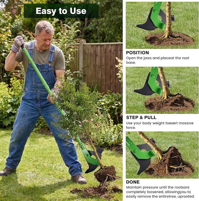 Heavy-Duty Tree Puller Tool – High-Leverage Sapling Puller for ¼ inch to 2'' inches Roots, Manual Root Remover for Shrubs, Vines & Thorns, Eco-Friendly Garden Tool