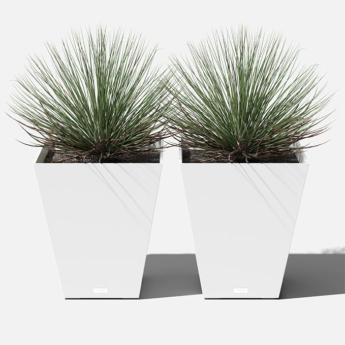Veradek Pure Series Nobleton Plastic Planter - Large Pots for Indoor or Outdoor Porch/Patio | Durable All-Weather Use with Drainage Holes | Modern Planter Décor for Flowers, Shrubs, Trees