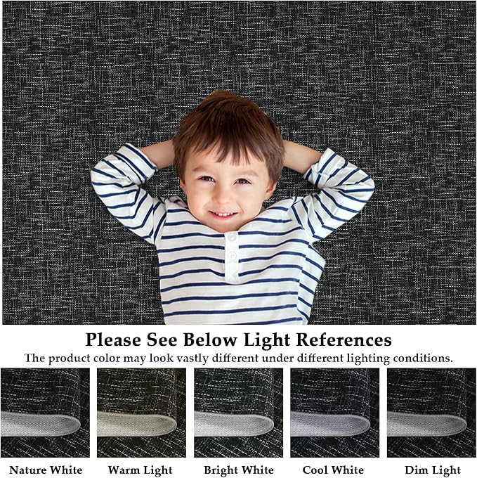 Garvee Washable Rugs 8x10 Solid Color Area Rugs for Living Room, Black | Modern Textured Non Slip Backing Low Pile Non Shedding Stain Resistant Neutral Rug for Dining Room Nursery Bedroom