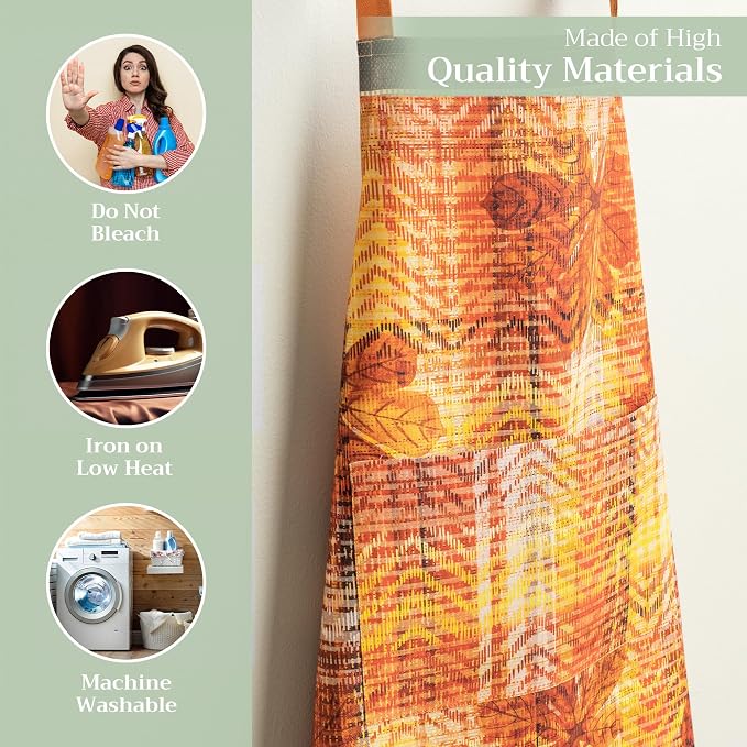Maison d' Hermine Aprons for women with Pocket 100% Cotton (27.50"x31.50") | Adjustable Neck Strap & long ties Apron Men Chef Wedding Cooking Gardening Server Maid