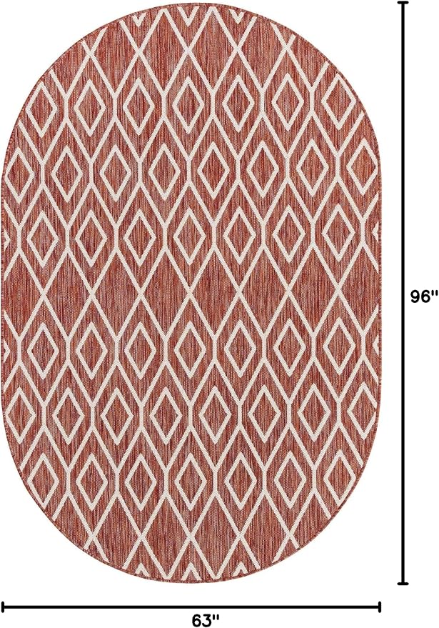 Jill Zarin Outdoor Collection Area Rug - Turks and Caicos (5' 3" x 8' Oval Rust Red/Ivory)