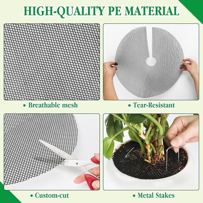 6 Pack Plant Pot Grids - 15.7 Inch Cuttable Soil Cover Protector from Cats, Squirrels Digging and Animals, Indoor Outdoor Plant Pot Soil Guard for Garden, Adapts to Different Pot Sizes