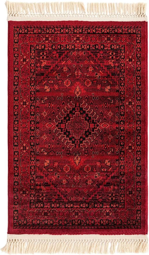 Unique Loom Tekke Collection Area Rug - Sheibani (2' 2" x 3' 1" Rectangle, Red/ Black)