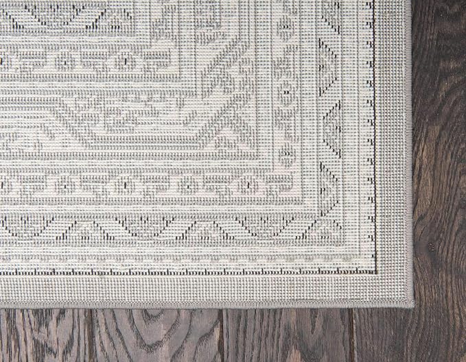 Unique Loom Williamsburg Collection Traditional Border with Dotted Center Area Rug, Rectangular 6' 1" x 9' 0", Gray/Beige