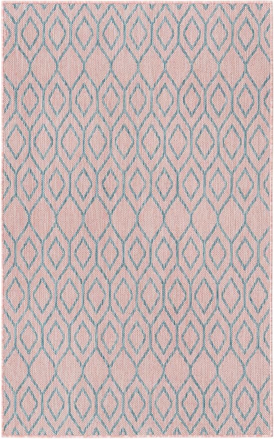 Jill Zarin Outdoor Collection Area Rug - Turks and Caicos (4' x 6' Rectangle Pink and Aqua/Light Blue)