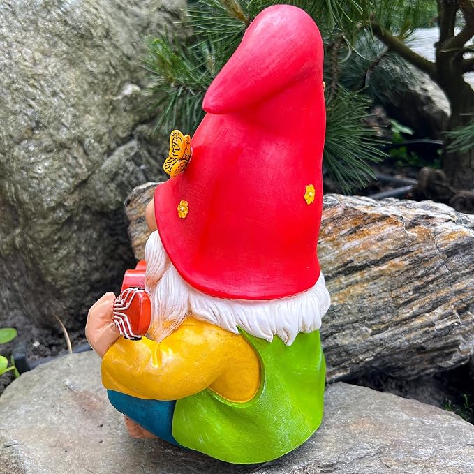 Mood Lab Garden Gnome 9.25 Inch Tall - Funny Hippie Gnome Figurine - Lawn Statue for Outdoor or House Decor