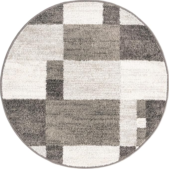 Unique Loom Autumn Collection Area Rug - Providence (3' 3" Round, Gray/ Ivory)