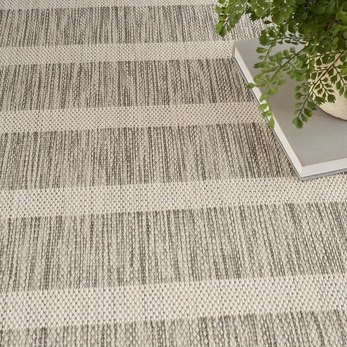 Nourison Home Positano Grey Ivory 5' x 7' Area Rug - Easy Clean, Non Shedding, Bed Room, Living Room, Dining Room, Kitchen (5' x 7')