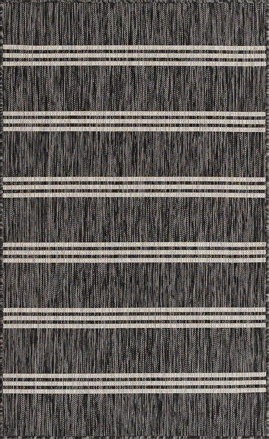 Unique Loom Jill Zarin Outdoor Collection Area Rug - Anguilla (3' 3" x 5' 3" Rectangle, Charcoal/ Ivory)