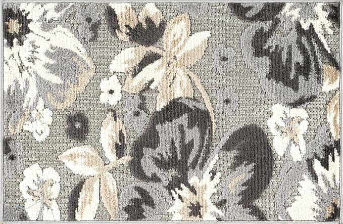 Rugshop Bergamo Contemporary Floral Non-Shedding Easy Cleaning Patio Deck Backyard Indoor/Outdoor Area Rug 2' X 3' Gray
