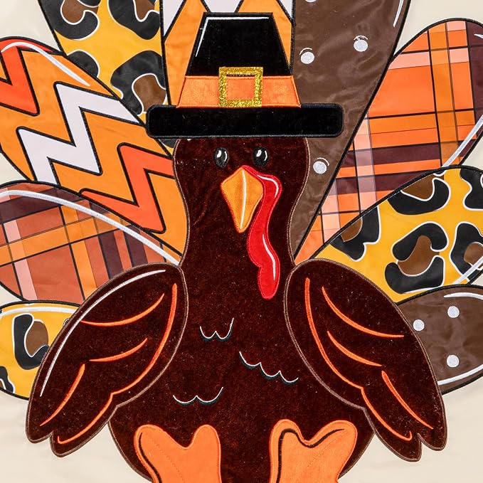Evergreen Flag Fall Garden Flags Double Sided, Garden Flags for Outside Autumn Decorations for Home, Porch, Yard (Thanksgiving Turkey, 28x44 inch)