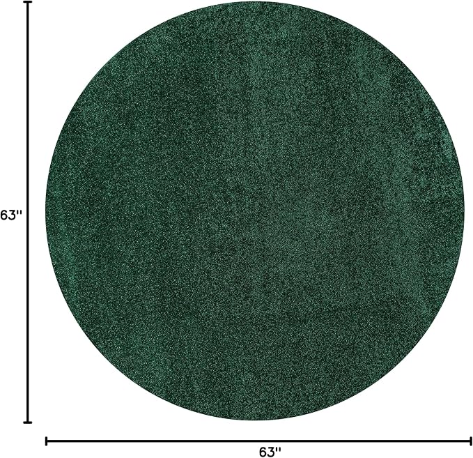 JONATHAN Y Haze Solid Low-Pile Emerald 5' Round Indoor Area Rug, Coastal,Bohemian,Minimalist,Classic, Easy-Cleaning for Living Room,Bedroom,Kitchen,Pet Friendly,Non-Shedding (SEU100L-5R)