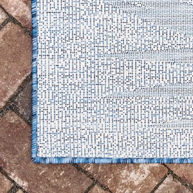 Unique Loom Outdoor Botanical Collection Area Rug - Palm (7' 10" x 11' 4" Rectangle, Blue/ Navy Blue)