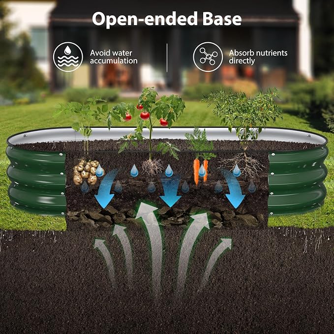 Winpull Raised Garden Bed Kit, 5x2x1 ft Galvanized Planter Box Outdoor with Safety Edging, Large Metal Raised Beds for Gardening Vegetables Flower Fruits (Moss Green)