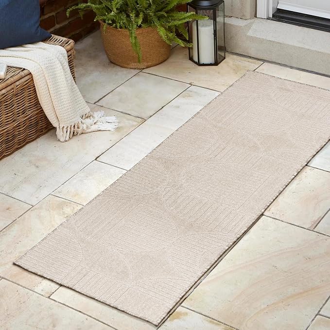 JONATHAN Y Nordby High-Low Arch Striped Ivory/Cream Indoor/Outdoor Runner Rug, 2x10, Pet Friendly, Non-Shedding, Stain Resistant, Easy-Cleaning for Backyard (SCN104B-210)