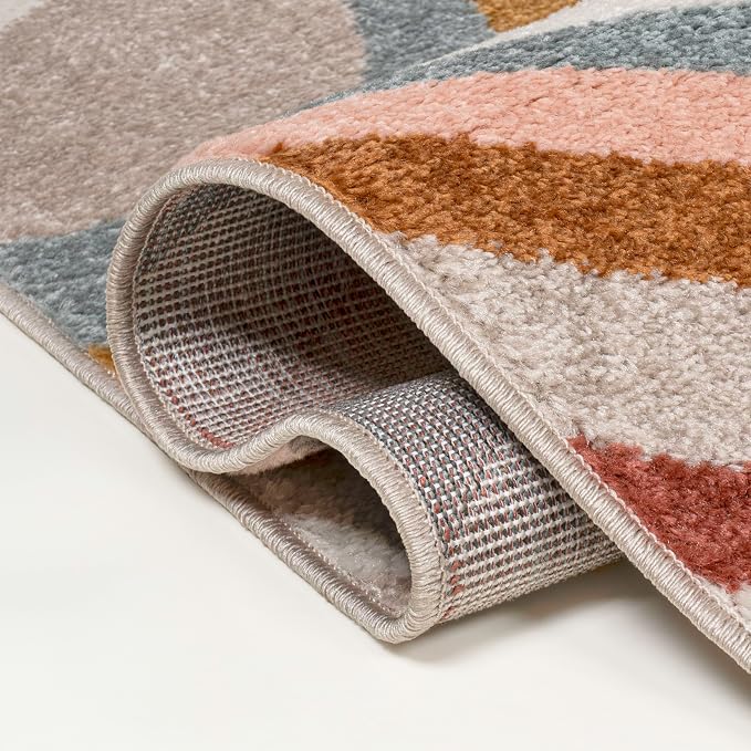 JONATHAN Y Flow Abstract Swirl Indoor Area Rug 5x8, Red/Beige/Blue, Modern, Coastal, Easy-Cleaning for Living Room, Bedroom, Kitchen, Pet Friendly, Non-Shedding (DZC100B-5)