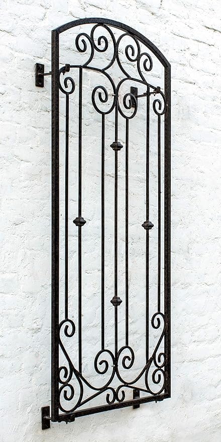 H Potter Wall Mounted Garden Trellis 72" H, Heavy Duty Iron, Charcoal Brown | Adjustable wall brackets included. Powder-coated finish. Supports climbing roses, clematis, ivy and vines.