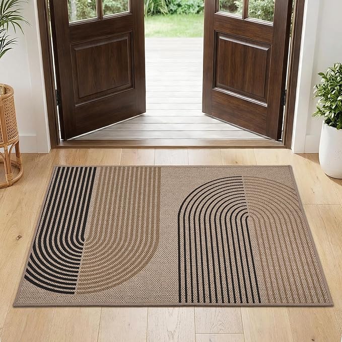 GarveeHome Modern Rainbow Easy Jute Rug, 2x3 Entryway Rug - Non-Slip Indoor Outdoor Doormat, Washable & Non-Shedding for Front Door, Kitchen, Farmhouse Porch