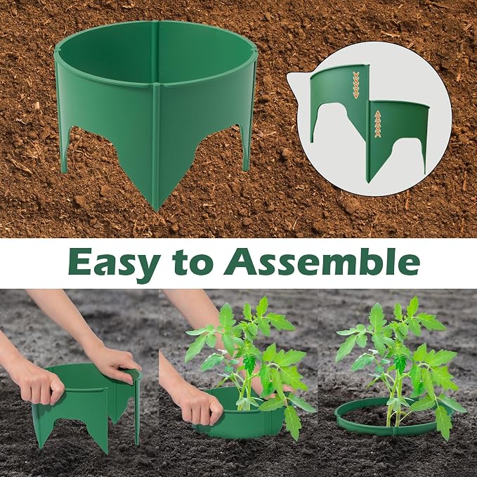 40pcs Planting Grow Rings, Round Edging Spliceable Protective Pest-Planting Rings for Vegetable Herb Flower, Circular Landscape Adjustable Plant Support Circle Protector for Watering
