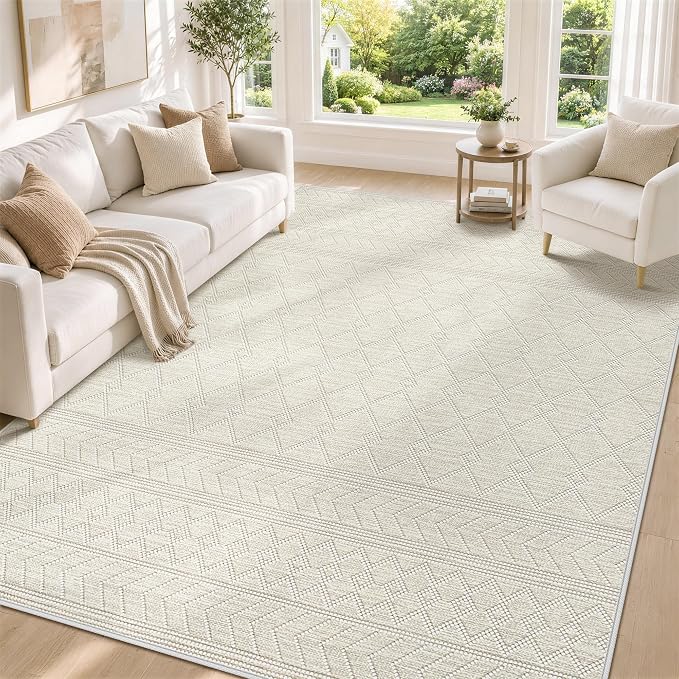 5x7 Area Rug For Living Room, Washable Gray Rugs Non Slip Low Pile | Neutral Large Soft Rug，Modern Geometric Carpet For Bedroom Dining Room Home Office Decor rug