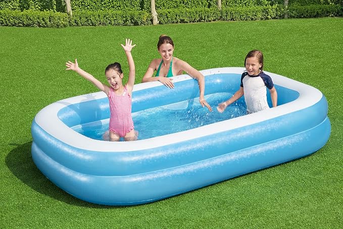 Bestway 54006 Family Rectangular Inflatable Pool, 262 x 175 x 51 cm, Blue/White