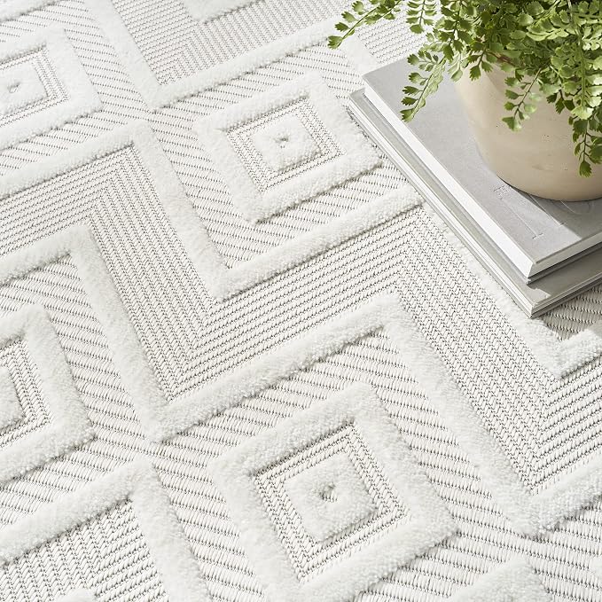 Nourison Home Versatile Ivory White 4' x 6' Area Rug - Easy Clean, Non Shedding, Bed Room, Living Room, Dining Room, Kitchen (4' x 6')