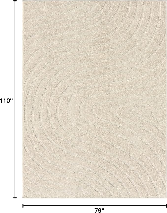 LUXE WEAVERS Modern Geometric Wave Cream 6x9 Area Rug