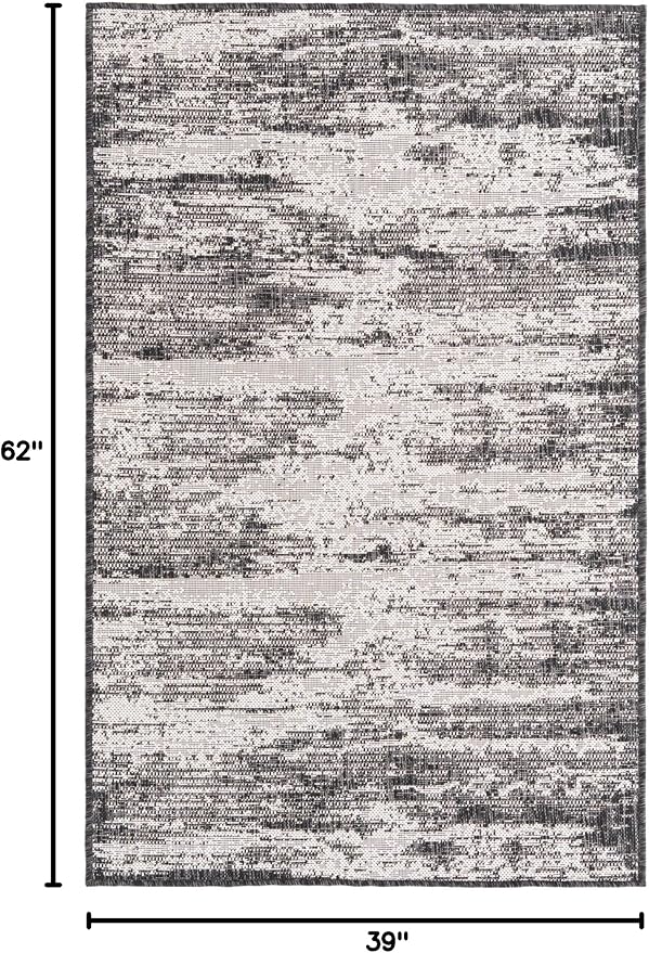 Unique Loom Outdoor Modern Collection Area Rug - Cartago (3' 3" x 5' 2" Rectangle, Charcoal/ Ivory)