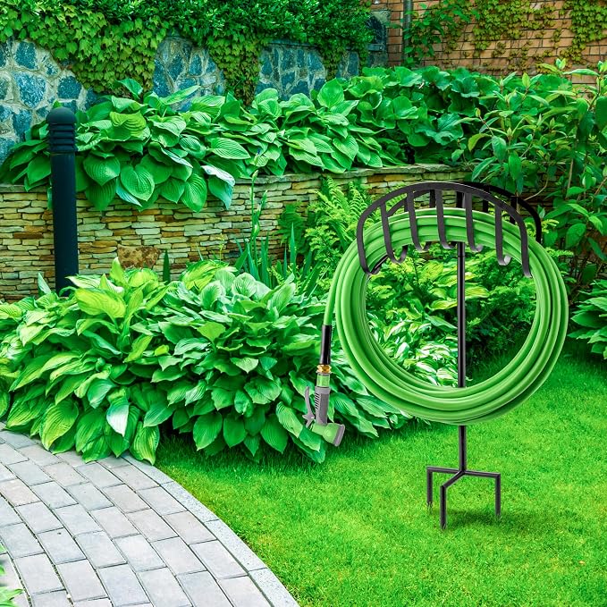 Sorbus Manger Garden Water Hose Storage, Great for Garden, Lawn, Yard, Decorative Stand with Ground Stakes, Holds 125-Feet of 5/8-Inch Hose