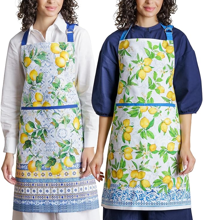 Maison d' Hermine Aprons for women with Pocket 100% Cotton (27.50"x31.50") | Adjustable Neck Strap & long ties Apron Men Chef Wedding Cooking Gardening Server Maid