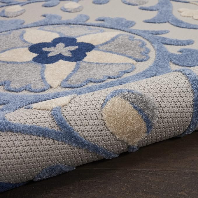Nourison Home Aloha Blue Grey 2'3" x 8' Area Rug - Easy Clean, Non Shedding, Bed Room, Living Room, Dining Room, Kitchen (8' Runner)