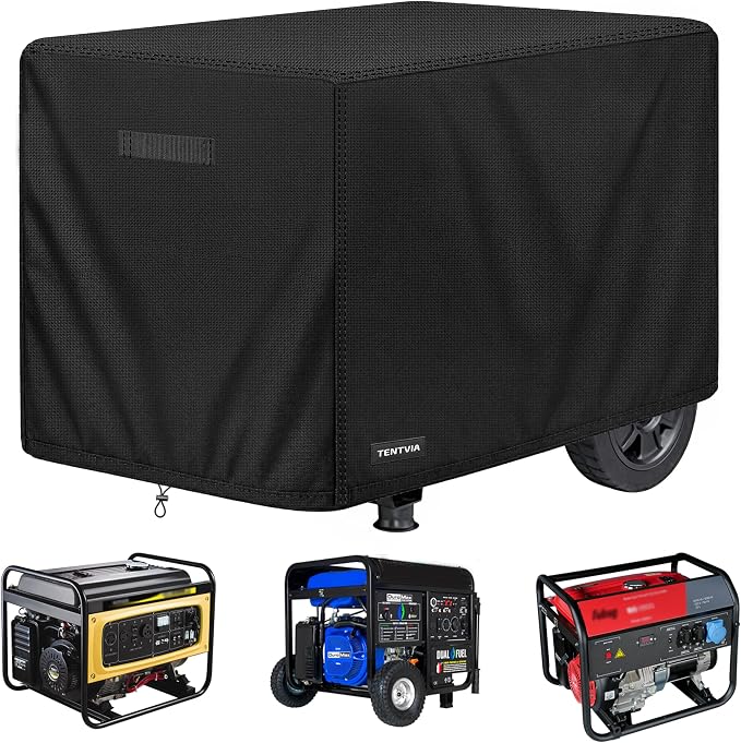 Waterproof Generator Cover 32x24x24 Inches, 600D Heavy-Duty Oxford Fabric, Dustproof and Waterproof Protection for Generators, for Most of 5000-10000W Generators. Black