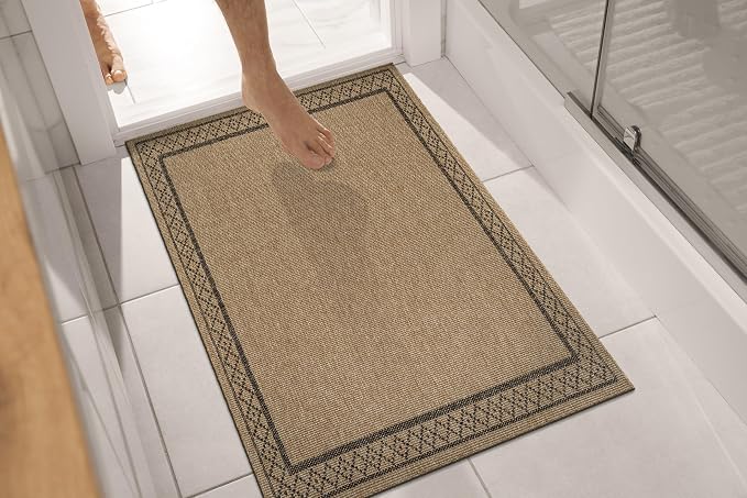Luul Home Easy Jute Rugs 2x3 Frame Natural Color Living Room Indoor Outdoor Door Mat for Patio and Kitchen Rug High Traffic Washable Easy to Clean Solid Boho Woven Design Carpet (2 x 3)