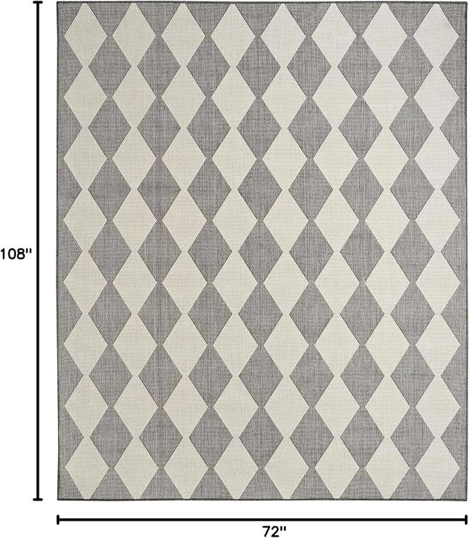 Nourison Home Positano Charcoal 6' x 9' Area Rug - Easy Clean, Non Shedding, Bed Room, Living Room, Dining Room, Kitchen (6' x 9')