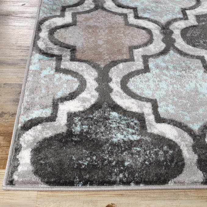 Superior Modern Indoor Area Rug, Non Slip Rug, 5'x8', Turquoise | Geometric Design Floor Décor, Easy Care High Traffic Areas Living Dining Room, Bedroom, Office, Entryway, Viking Collection