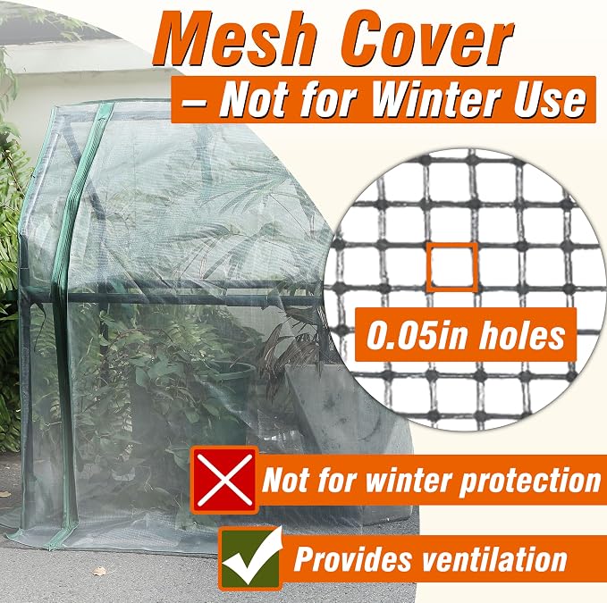 Gardzen Mini Greenhouse with Zipper Mesh Cover, Steel Frame Portable Outdoor Greenhouse, Enhanced Ventilation, Ideal for Spring, Summer & Fall 36.2"(L) x36.2(W) x42.5(H)