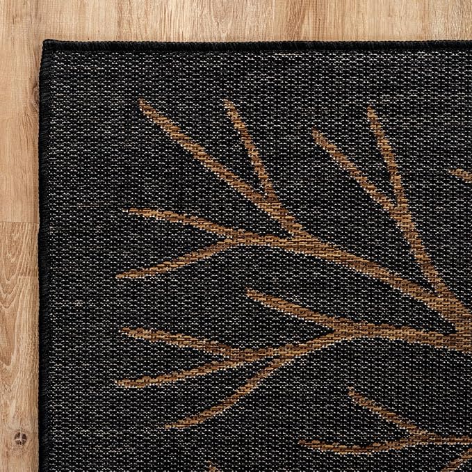 Washable Indoor Outdoor Rug 8x10 Modern Area Rugs Branch Pattern Non Shedding Waterproof Easy Clean Patio Deck Porch Living Room Bedroom Garden RV (8 X 10 Gold)