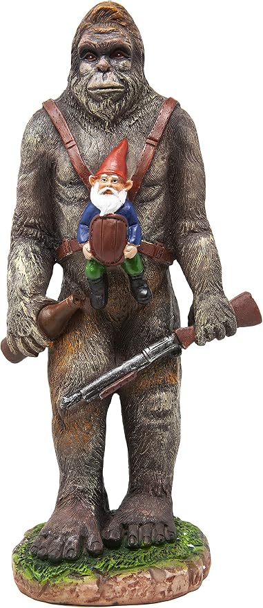 Funny Guy Mugs Bigfoot Garden Statue - Bigfoot and A Gnome - Indoor/Outdoor Garden Gnome Sculpture for Patio, Yard or Lawn