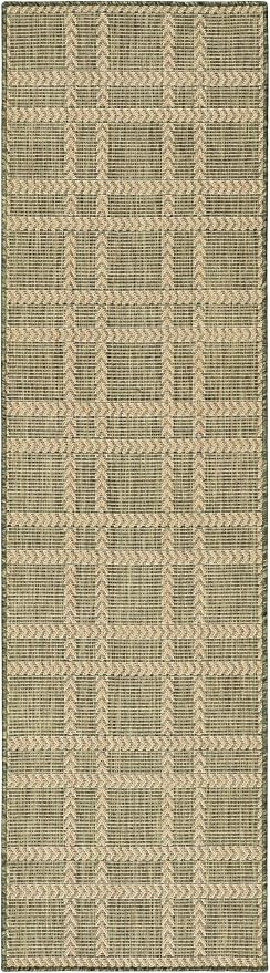 Nourison Home Horizon Indoor/Outdoor Green 2'2" x 8' Area Rug - Easy Clean, Non Shedding, Bed Room, Living Room, Dining Room, Kitchen (8' Runner)