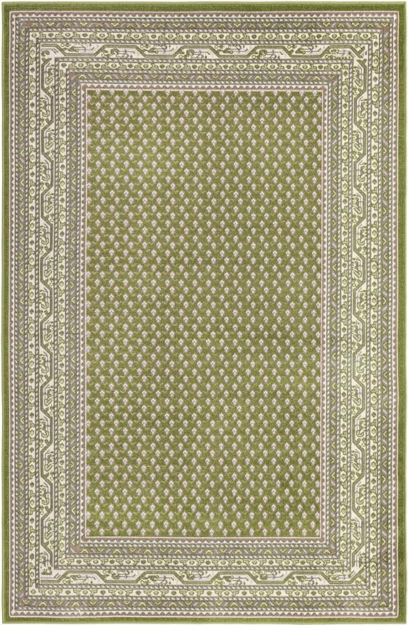 Unique Loom Williamsburg Collection Traditional Border with Dotted Center Area Rug, Rectangular 5' 1" x 8' 0", Green/Beige