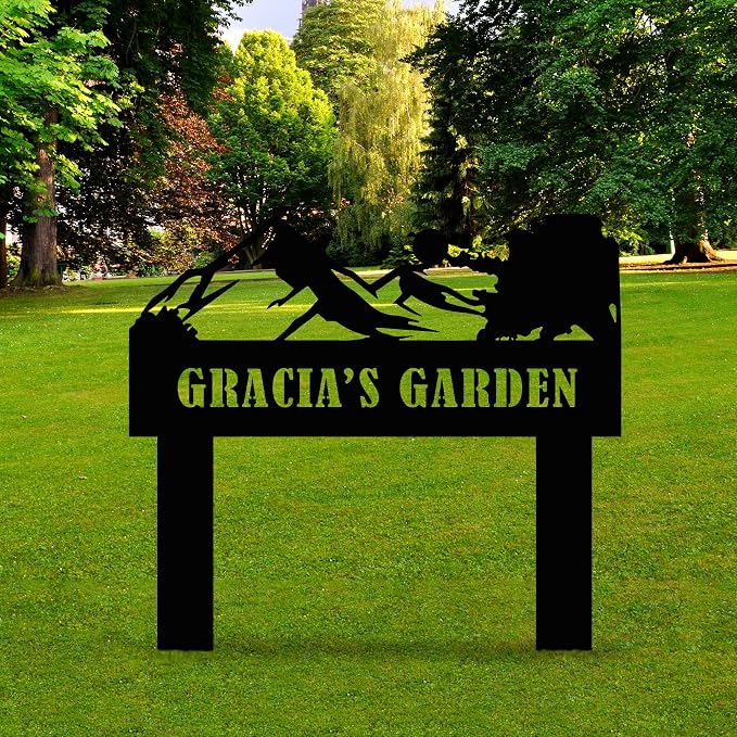 Personalized Garden Sign with Stake, Custom Mountain and Sun Metal Sign for Outdoor, Customized Large Metal Yard Decor, Lawn Art, Farmhouse Decor, Housewarming Gift