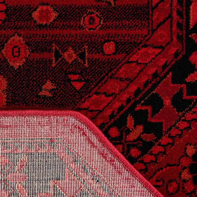 Unique Loom Tekke Collection Area Rug - Sheibani (5' Octagon, Red/ Black)