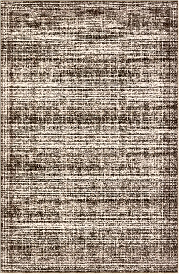GarveeHome Scalloped Washable Rug 3x5 Non-Slip Low-Pile Indoor Rugs for Entryway Solid Coffee Modern Minimalism Carpet for Bedroom Living Room Kitchen Bathroom Door Mat