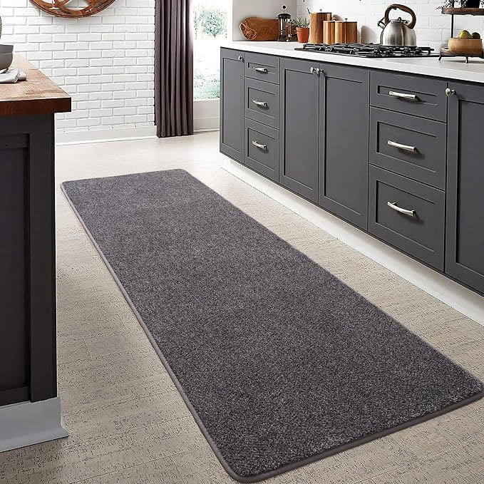 Keeko 2x6 Area Rugs for Living Room,Soft Washable Memory Foam Bedroom Rug | Indoor Throw Rug Low Pile Minimalist Non Slip Carpet for Kids Nursery Classroom Dorm Room Home Decor Dark Grey and White